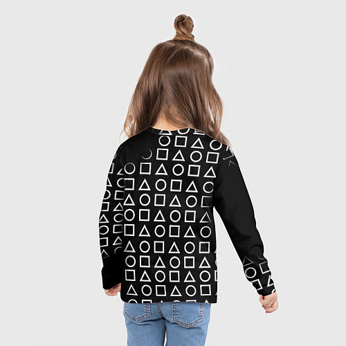 Детский лонгслив Borussia геометрия черно белая / 3D-принт – фото 6