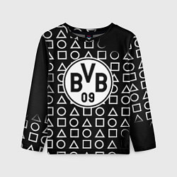Лонгслив детский Borussia геометрия черно белая, цвет: 3D-принт
