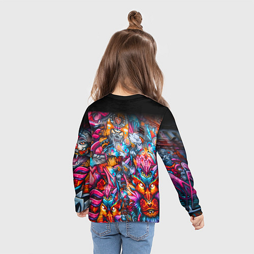 Детский лонгслив Sphynx on a graffiti background / 3D-принт – фото 6