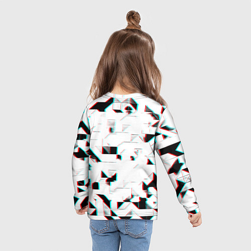 Детский лонгслив Ювентус геометрия глитч / 3D-принт – фото 6