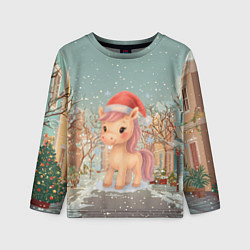 Лонгслив детский Маленькая новогодняя милая лошадка, цвет: 3D-принт