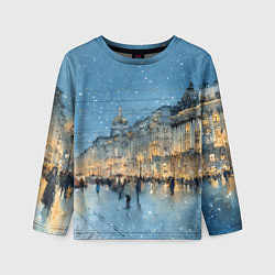 Детский лонгслив Снежный вечер Санкт-Петербурга