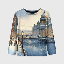 Лонгслив детский Санкт-Петербург снежный день, цвет: 3D-принт