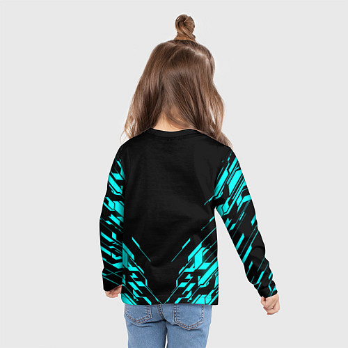 Детский лонгслив Ливерпуль неон геометрия / 3D-принт – фото 6
