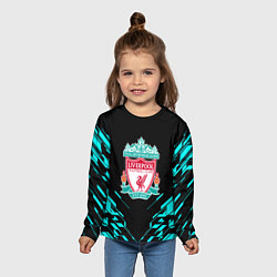 Лонгслив детский Ливерпуль неон геометрия, цвет: 3D-принт — фото 2
