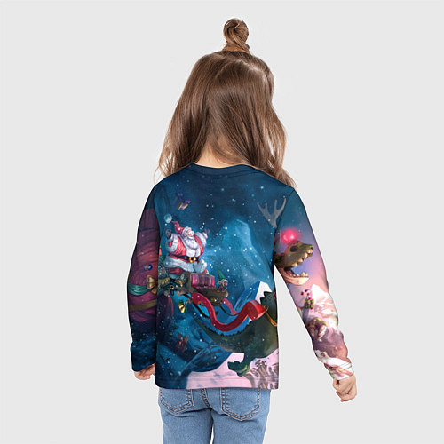 Детский лонгслив Санта с динозавром / 3D-принт – фото 6