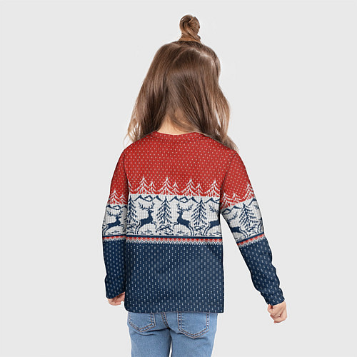 Детский лонгслив Вязаный узор с оленями / 3D-принт – фото 6