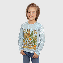 Лонгслив детский С Новым конским годом - новогодний микс, цвет: 3D-принт — фото 2