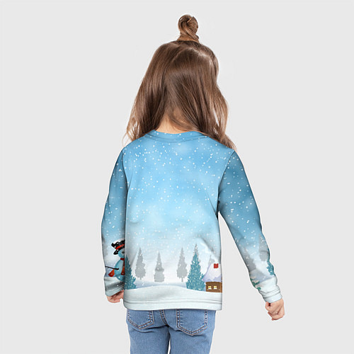 Детский лонгслив Лошадка с гирляндой прыгает через оливье / 3D-принт – фото 6