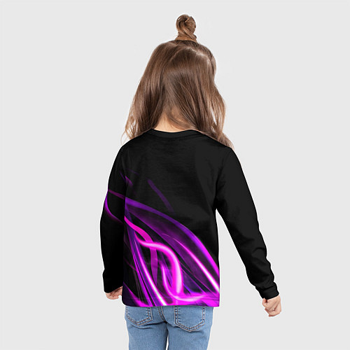 Детский лонгслив Барселона неоновый огонь текстура / 3D-принт – фото 6
