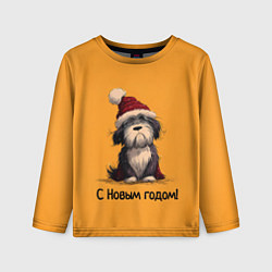 Лонгслив детский Милая новогодняя собачка, цвет: 3D-принт