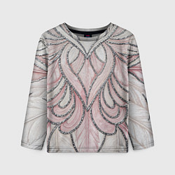 Лонгслив детский Нежно розовый орнамент из перьев, цвет: 3D-принт