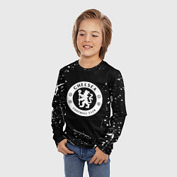 Лонгслив детский Челси белые краски всплеск, цвет: 3D-принт — фото 2