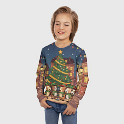 Лонгслив детский Новогодний хор лошадок, цвет: 3D-принт — фото 2