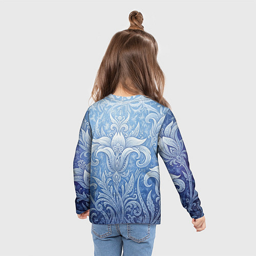 Детский лонгслив Ледяной цветочный орнамент / 3D-принт – фото 6
