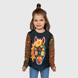 Лонгслив детский Новогодняя мандариновая лошадь, цвет: 3D-принт — фото 2