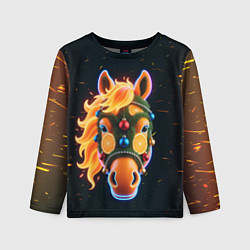 Детский лонгслив Новогодняя мандариновая лошадь