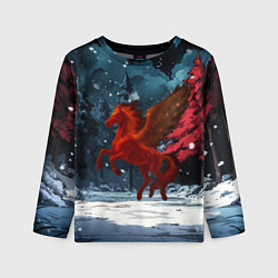 Лонгслив детский Огненная лошадь с крыльями, цвет: 3D-принт