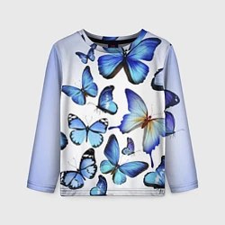 Лонгслив детский Голубые бабочки, цвет: 3D-принт