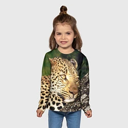 Лонгслив детский Леопард в лесу, цвет: 3D-принт — фото 2