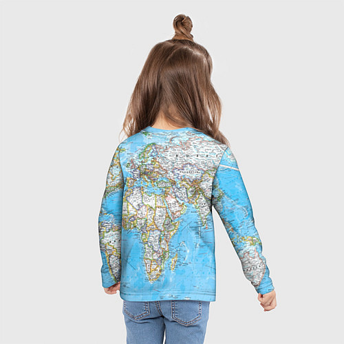 Детский лонгслив Карта мира - политическая / 3D-принт – фото 6