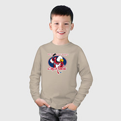 Лонгслив хлопковый детский Washington Capitals Hockey, цвет: миндальный — фото 2