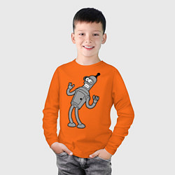 Лонгслив хлопковый детский Bender Error, цвет: оранжевый — фото 2