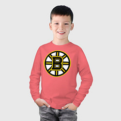 Лонгслив хлопковый детский Boston Bruins, цвет: коралловый — фото 2