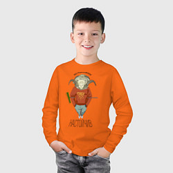 Лонгслив хлопковый детский Овен настойчив, цвет: оранжевый — фото 2
