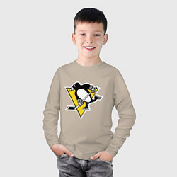 Лонгслив хлопковый детский Pittsburgh Penguins: Malkin 71, цвет: миндальный — фото 2