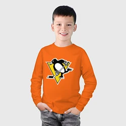 Лонгслив хлопковый детский Pittsburgh Penguins: Malkin 71, цвет: оранжевый — фото 2