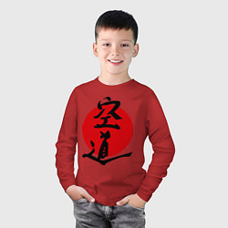 Лонгслив хлопковый детский Kudo: Hieroglyph, цвет: красный — фото 2