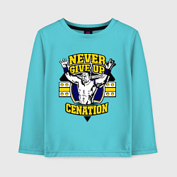 Лонгслив хлопковый детский Never Give Up: Cenation, цвет: бирюзовый