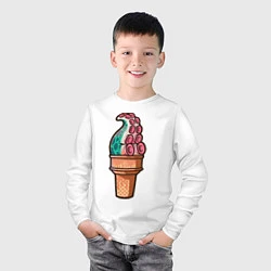 Лонгслив хлопковый детский Мороженое-осьминог, цвет: белый — фото 2