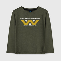 Лонгслив хлопковый детский Weyland-Yutani, цвет: меланж-хаки