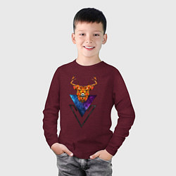 Лонгслив хлопковый детский Космический олень, цвет: меланж-бордовый — фото 2