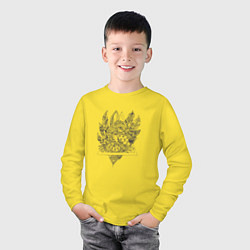 Лонгслив хлопковый детский Расписной хаски, цвет: желтый — фото 2