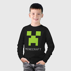 Лонгслив хлопковый детский Minecraft logo grey, цвет: черный — фото 2