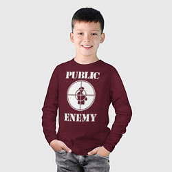 Лонгслив хлопковый детский Public Enemy, цвет: меланж-бордовый — фото 2