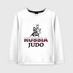 Лонгслив хлопковый детский Russia judo, цвет: белый