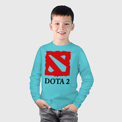 Лонгслив хлопковый детский Dota 2: Logo, цвет: бирюзовый — фото 2