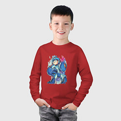 Лонгслив хлопковый детский Mega man, цвет: красный — фото 2