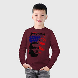 Лонгслив хлопковый детский Mike Tyson: USA Boxing, цвет: меланж-бордовый — фото 2