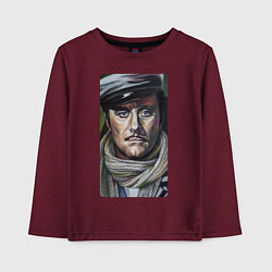 Лонгслив хлопковый детский Остап Бендер: портрет, цвет: меланж-бордовый