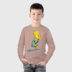 Лонгслив хлопковый детский Bart Bully, цвет: пыльно-розовый — фото 2