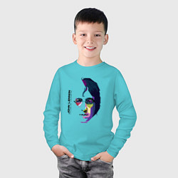 Лонгслив хлопковый детский John Lennon: Techno, цвет: бирюзовый — фото 2