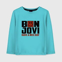 Лонгслив хлопковый детский Bon Jovi: Nice day, цвет: бирюзовый