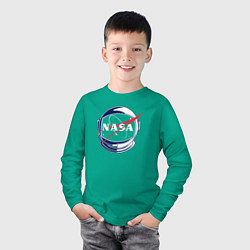 Лонгслив хлопковый детский NASA, цвет: зеленый — фото 2