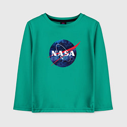 Лонгслив хлопковый детский NASA: Cosmic Logo, цвет: зеленый
