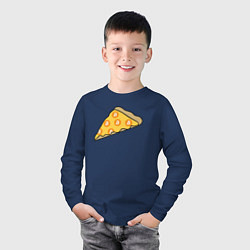 Лонгслив хлопковый детский Bitcoin Pizza, цвет: тёмно-синий — фото 2